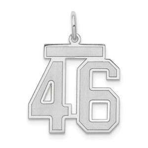 14k White Gold, Jersey Collection, Medium Number 46 Pendant